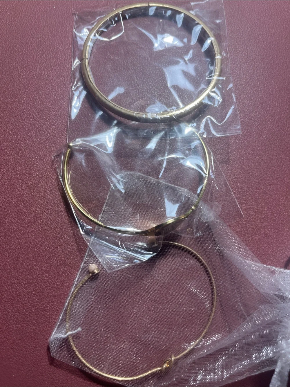 Women's Gold-Tone Hoop Bracelet Trio and 2 pair earrings